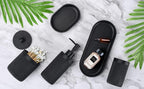 Bathroom Accessory Set 5Pcs-Lotion Soap Dispenser,Toothbrush Holder,Qtip Holder Dispenser,Vanity Tray and Soap Dish-Modern Bathroom Decor Vanity Countertop Organizer,Matte Black - Image 3