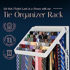 TieMaster Wall Mounted Tie Rack and Scarf Organizer with 5 Belt Hooks - Image 2