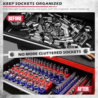 SEDY 12-Piece 1/4" 3/8" 1/2"-Drive SAE & Metric Magnetic Socket Organizer Set (Holds 143 Sockets) -Detachable Tool Tray with 5mm Magnetic Base for Garage/Home(Sockets Not Included) - Image 6
