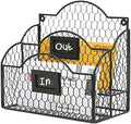MyGift Black Mail Organizer, 2 Compartment Desk File Holder with Labels by MyGiftHome