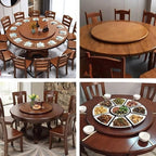 Large Lazy Susan Turntable, Wooden Round Tray Brown 31.5 in - Image 6