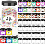 PeacePeo 6 OZ Plastic Jars with Lids,48 Pcs Round Containers for Slime by PeacePeo