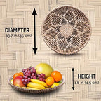 Woven Wall Decor Seagrass Handmade Boho Hanging Wall Basket, Woven Fruit Basket Bowl, Home Living Room Wall Decor, Decorative Wicker Wall Basket, Rattan African Flat Basket (Black Flower) - Image 2