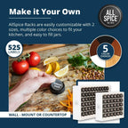 AllSpice Spice Rack Organizer, Wood, 525 Unique Labels, Countertop or Wall Mount, Includes 30 4oz Jars- Matte White - Image 4