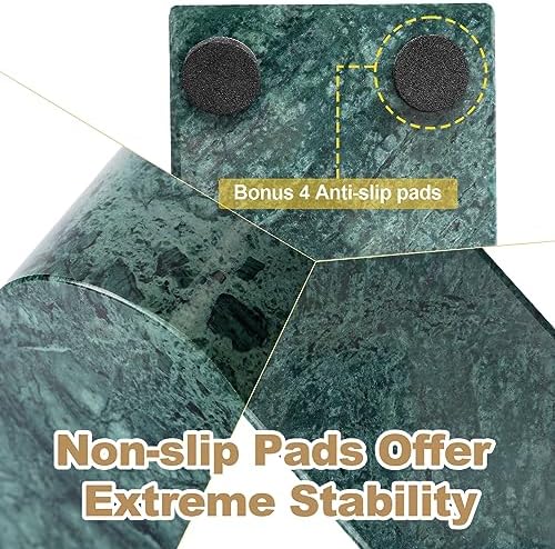 Koville Indian Natural Marble Bookends for Shelves, Decorative Book Ends, 7lbs Heavy-Duty Marble Book Holders, Bookshelf Apartment Decor for Normal Books/CD/Video Games(Indian Green) - Image 3