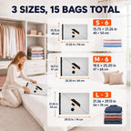 15 Pack Vacuum Storage Bags with Rechargeable Electric Pump, 3 Sizes - Image 2