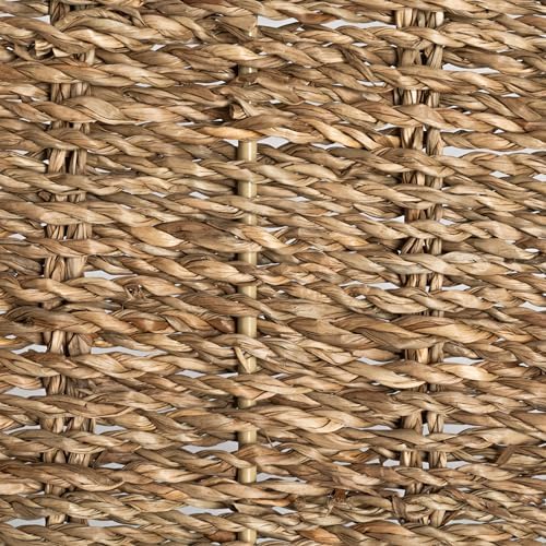 Household Essentials Round Handwoven Seagrass Tray with Scalloped Edge and Handles, Natural - Image 3