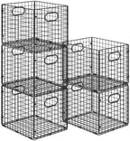 5-Pack Metal Milk Crate for Storage,40qt Stackable Collapsible Storage Bins by Cidaziya