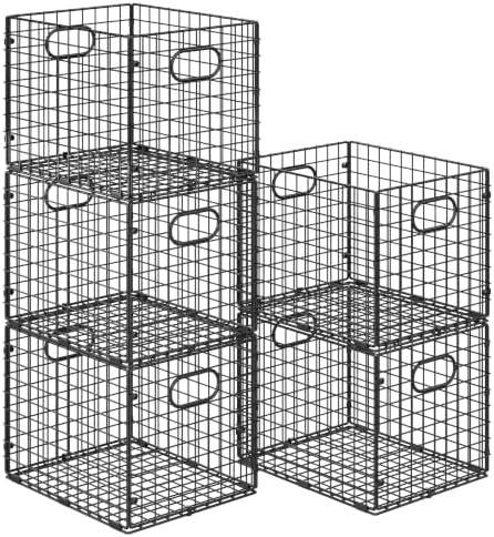 5-Pack Metal Milk Crate for Storage,40qt Stackable Collapsible Storage Bins by Cidaziya