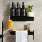MaisoNovo Shower Caddy Bathroom Shelf with Towel Bar Wall Mounted Set of 2 by MaisoNovo-TheArtofSustainableLiving