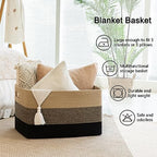 OIAHOMY Blanket Basket Laundry Basket Dog Toy Basket 108L Yellow Black - Image 6