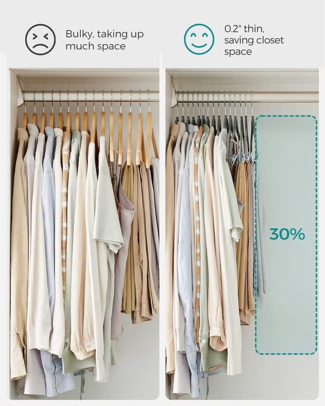 SONGMICS 30 Pack Pants Hangers, Velvet Hangers with Adjustable Clips - Image 4