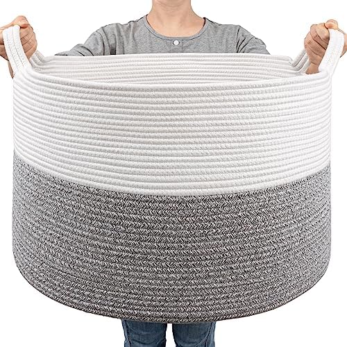 Goodpick Woven Blanket Basket Living Room, Toy Bin for Playroom, 85L by Goodpick