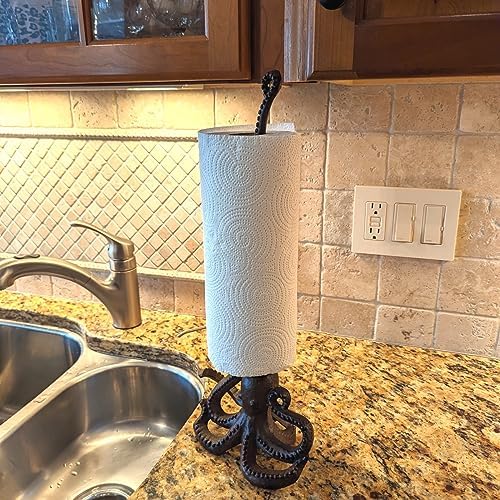 Octopus Bathroom Toilet Tissue Roll Kitchen Paper Towel Holder Heavy Metal Stand Beach Home Decor - Image 4