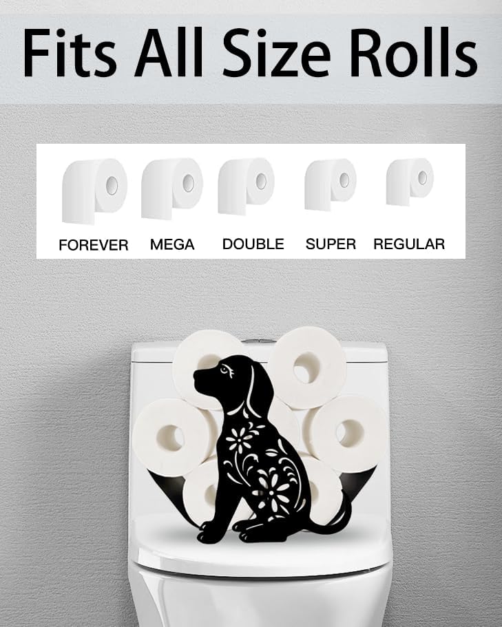 Funny Dog Toilet Tissue Holder,Animal Paper Holders,Decorative Metal Papers Holder,Funny Toilet Animal Storage for Bathrooms,Bathroom Paper Organizer for Extra 8 Rolls Free Standing Art Decor - Image 3