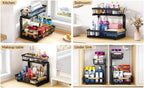 PXRACK Under Sink Organizer, Adjustable Height, 2 Tier Pull Out Under Cabinet Organizer, Slide Out Thickened Metal Under Sink Storage for Kitchen Bathroom Laundry Pantry Cabinet, Black, Small-2-Pack - Image 7