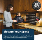 AllSpice Spice Rack Organizer, Wood, 525 Unique Labels, Countertop or Wall Mount, Includes 60 4oz Jars- Walnut Stain - Image 2