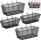 Sieral 4 Pcs Metal Pegboard Baskets Wire Organizer, Small, Medium, Black by Sieral