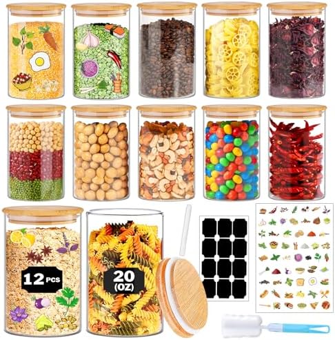 BGraceyy Glass Jars with Bamboo Lids 20 oz, 12 Pcs by BGraceyyMoments