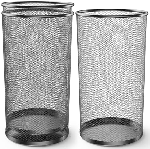 DUNCHATY 3 Pack Metal Mesh Umbrella Stand for Entryway - 19.5 Inch Heavy Duty Iron Umbrella Holder with Seamless Bottom - Freestanding Indoor Organizer Rack for Walking Canes and Bats, Black by DUNCHATY