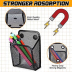 Yexiya Magnetic Pencil Holder Metal Magnetic Basket Mesh Pen Holder Black Desk Organizer for Work Whiteboard Refrigerator Locker Office Accessories(9 Pcs) - Image 3