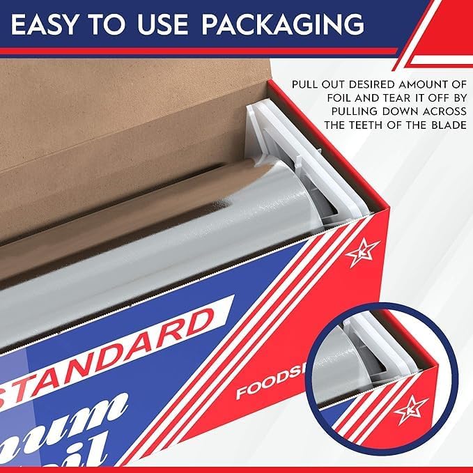 12"x1000 Aluminum Foil Roll | Ideal for Grilling, Baking, & Food Storage | Durable, Versatile for Home & Professional Use | Premium Quality, Commercial Grade, w/Easy Tear Dispenser Box (Pack of 4) - Image 3