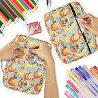 YOUSHARES Colored Pencil Case 220 Slots Pen Case Organizer With Handy Wrap & Zipper, Multilayer Holder for Prismacolor Colored Pencils & Gel Pen (Pumpkin) - Image 4