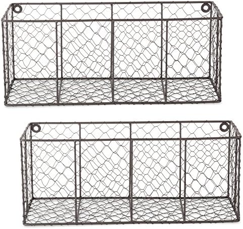DII Chicken Wire Collection Farmhouse Vintage Wall Baskets, Medium Basket, Vintage Grey by DII
