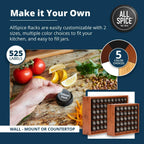 AllSpice Spice Rack Organizer, Wood, 525 Unique Labels, Countertop or Wall Mount, Includes 30 4oz Jars- Cherry Stain - Image 4
