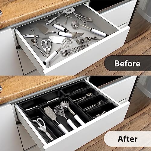 Simple Houseware Interlocking Desk Drawer Bins Organizer, 42 Packs, Black - Image 3