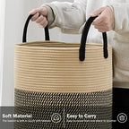 YOUDENOVA Woven Laundry Hamper Basket, 72L Tall Laundry Basket-Black&Brown - Image 3