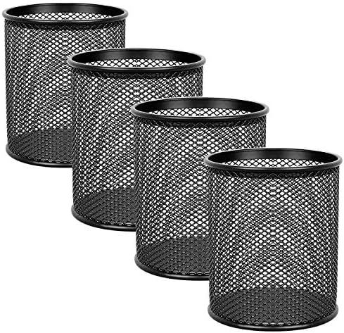 Idika Metal Mesh Pencil Holder Round Pen Cups for Desk Organizer, Classroom & Office Supplies, Makeup Brush Holder by Unknown