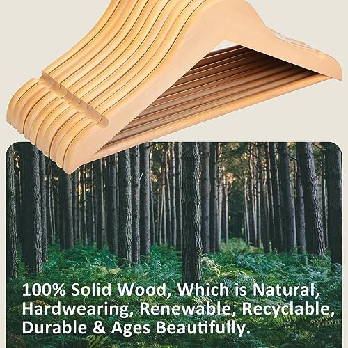 FairyHaus Kids Hangers 20 Pack 12.8 Inch, Natural Wooden Baby Childrens Hanger for Closet, Anti-Rust 360° Swivel Hook, Notches & Smooth Finish, Durable and Strong Wood for Toddler Clothes - Image 3