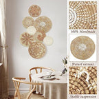 Xuhal 8 Pcs Boho Wall Basket Decor Decorative Bulrush Woven Basket Wall Decor Rustic Farmhouse Hanging Baskets for Kitchen Rustic Home Summer Decorations(Classic) - Image 5