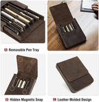 Leather Fountain Pen Case Collector Organizer,Pencil Case Handmade Pen Protective Sleeve (Magnetic 6 slots) - Image 5