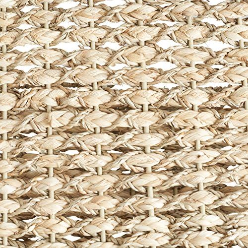 Household Essentials Handwoven Seagrass and Corn Husk Wicker Stair Basket with Iron Frame and Handles, Natural - Image 3