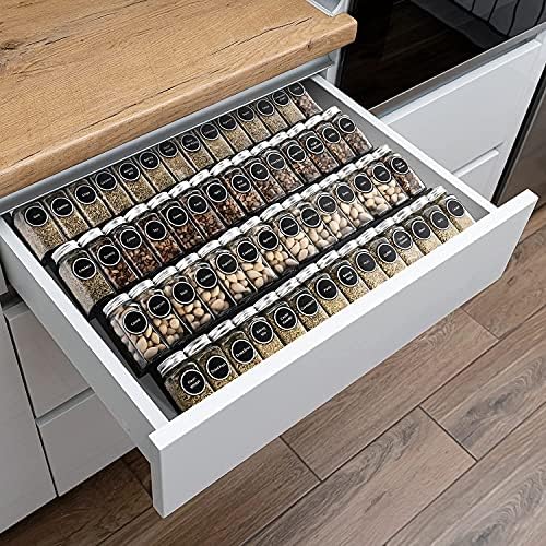 Mulush Metal Spice Rack Tray - Spice Drawer Organizer for Kitchen Cabinets Storage and Organization (Jars Not Included) - Image 3