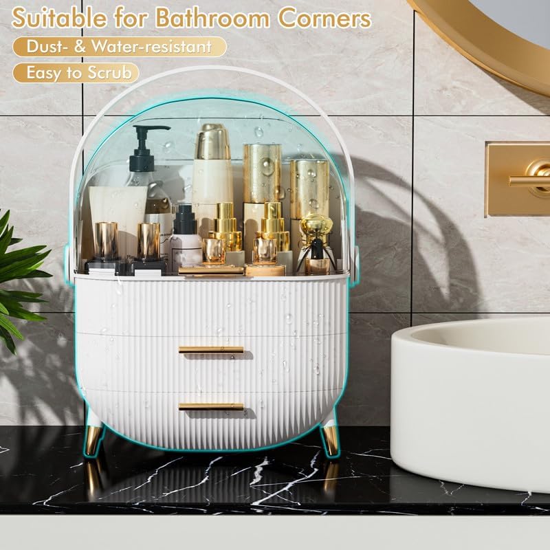 NestOrganix Makeup Organizer Skincare Organizers - Cosmetic Display Cases with Transparent Cover, SkinCare Organizers for Bathroom Countertop, Bedroom Vanity Desk, Lipstick Organizer, White Upgarde - Image 5