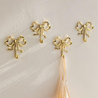 Bow Wall Hooks Brass (2 Pcs) Christmas Wall Decor Gold Hooks Door Hanger Towel Multi-Purpose Hooks for Hanging for Bathroom Living Room Kitchen Decor Christmas Birthday Gift (L) - Image 7