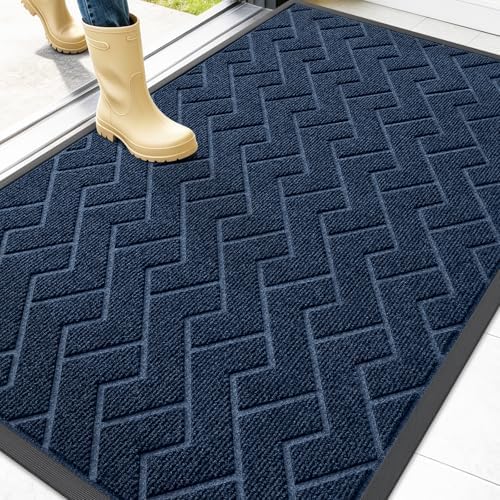 OLANLY Front Door Mat Outside 47x32, All-Season Absorbent Rubber Doormat by OLANLY