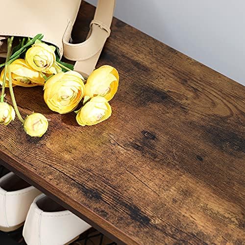 VASAGLE Coat Rack and Storage Bench, Hall Tree with 5 Hooks, Steel Frame - Image 5