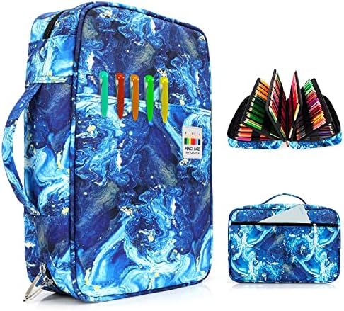 YOUSHARES Color Pencil Case 300 Slots - Oxford Colored Pencil Case with Zipper Holds 300 Colored Pencils or 200 Gel Pens for Prismacolor Colored Pencils & Gel Pen (Quicksand Blue) by YOUSHARES
