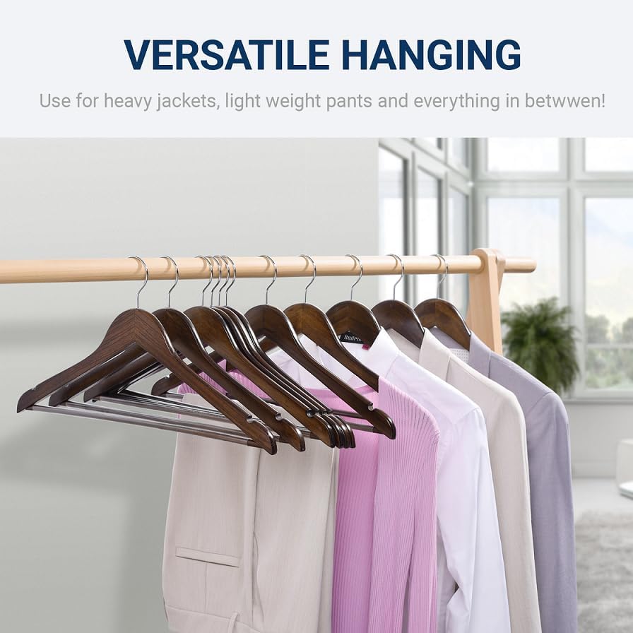 Amber Home 30 Pack Retro Wooden Coat Hangers, Wood Suit Hangers - Image 6