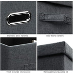 Graciadeco Medium 15" 21 Quart Collapsible Stackable Storage Bins with Lids, 5 Packs Dark Gray Foldable Fabric Closet Storage Boxes with Lids, Lidded Heavy-duty Linen Baskets(15x11x8) - Image 5