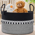 KAKAMAY Large Blanket Basket with Handles, Storage Basket for Living Room by KAKAMAY