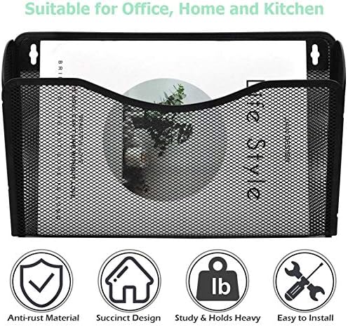 EASEPRES 6 Single Pocket Mesh Hanging File Organizer, Vertical Wall Mounted Magazine File Holder, Mount Basket Mail Paper Document Folder Organizing for Office, Home and School, Black - Image 5