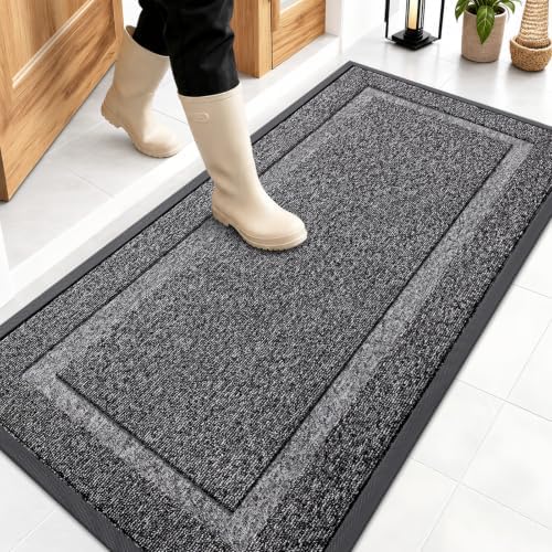 OLANLY Front Door Mat Outside 47x23, All-Season Heavy-Duty Rubber Doormat by OLANLY