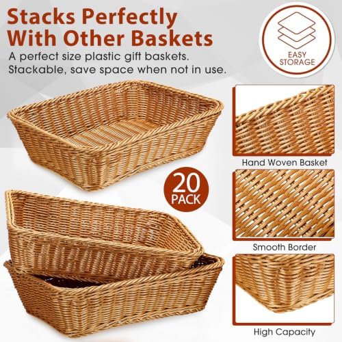Eccliy 20 Pack Wicker Bread Baskets Woven Serving Basket, 15.8 Inch - Image 3