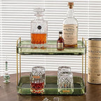 Coffee Bar Accessories, Station Organizers,Large Capacity Storage with Drain Board,Whisky Tray,Mug Tea Cup Holder Coffee Bar Organizer,Retro Green - Image 6
