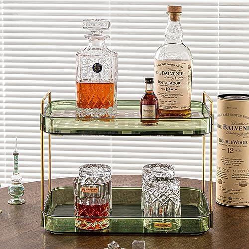 Coffee Bar Accessories, Station Organizers,Large Capacity Storage with Drain Board,Whisky Tray,Mug Tea Cup Holder Coffee Bar Organizer,Retro Green - Image 6
